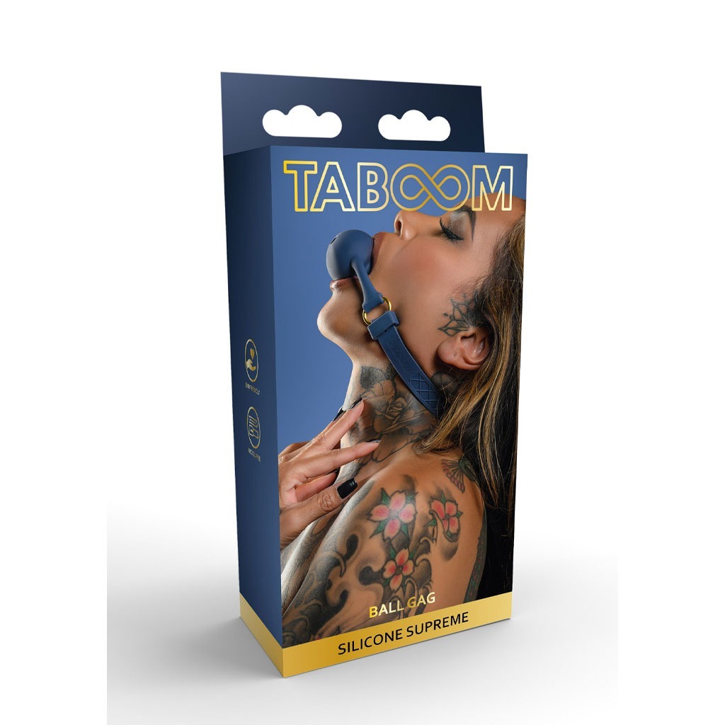 Taboom - Siliconen Ball Gag Blauw verpakking