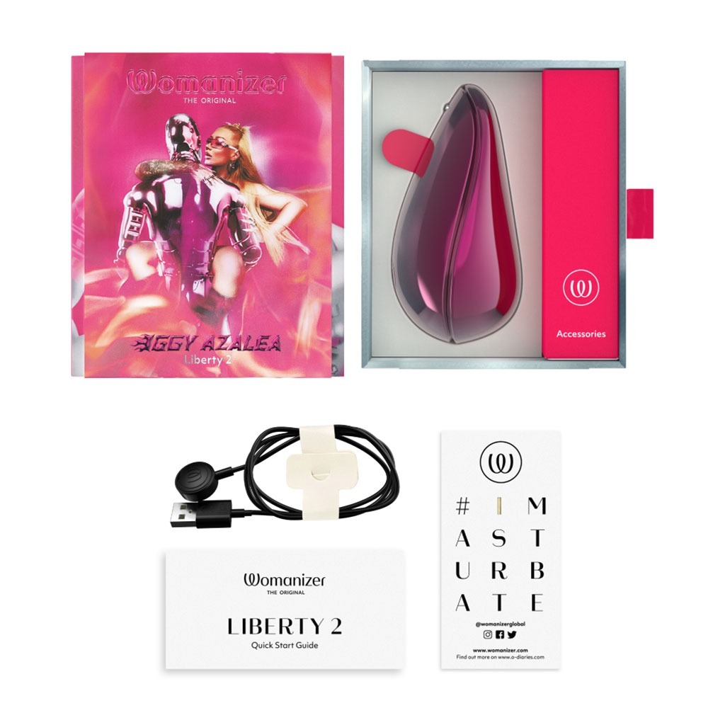 Womanizer Iggy Azalea - Liberty 2 metallic pink inhoud box