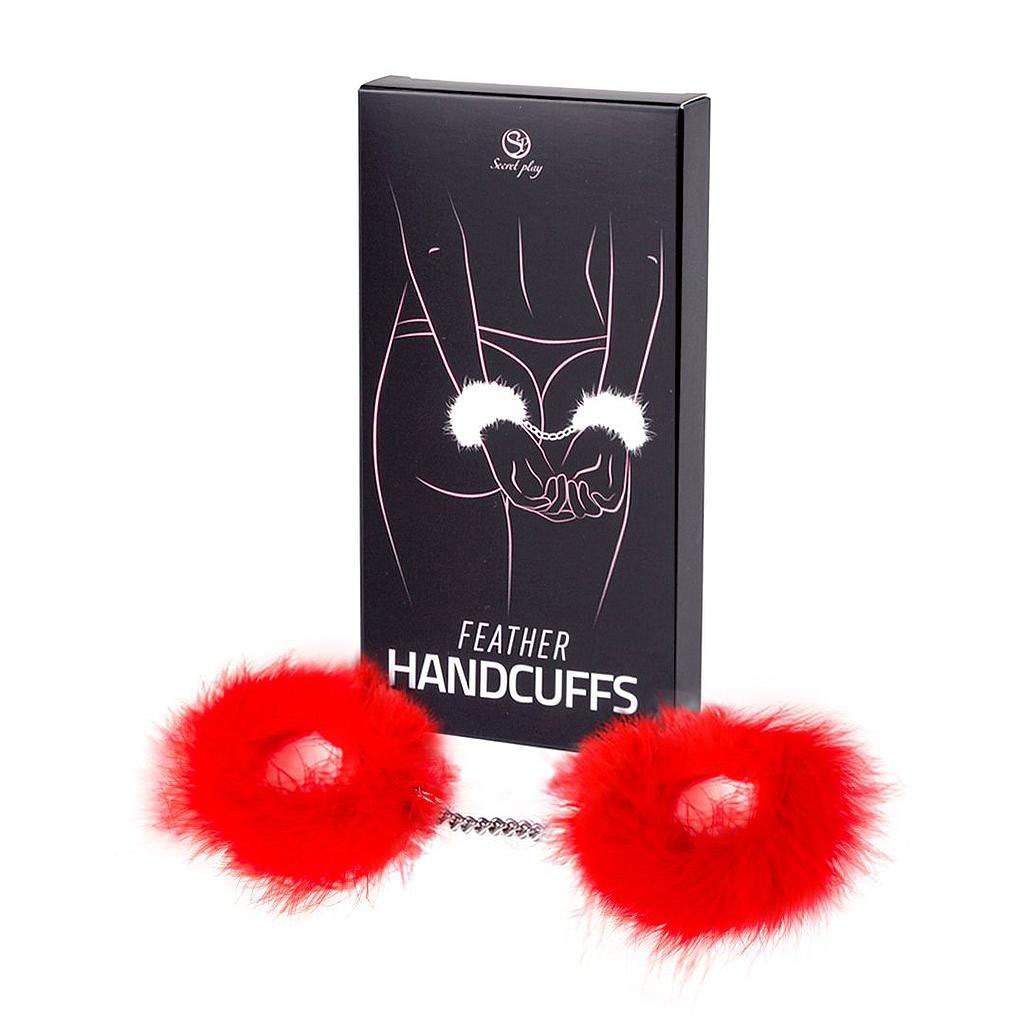 Secret Play – Feather Handcuffs Rood