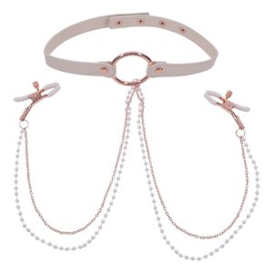 Sex & Mischief – Peaches ‘n CreaMe Halsband met Tepelklemmen